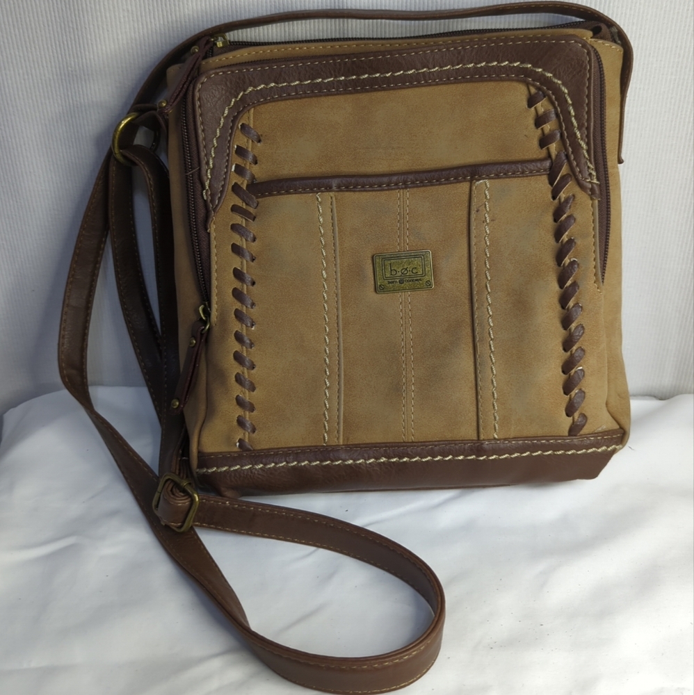 BOC Born Concept tan leather organizer crossbody bag